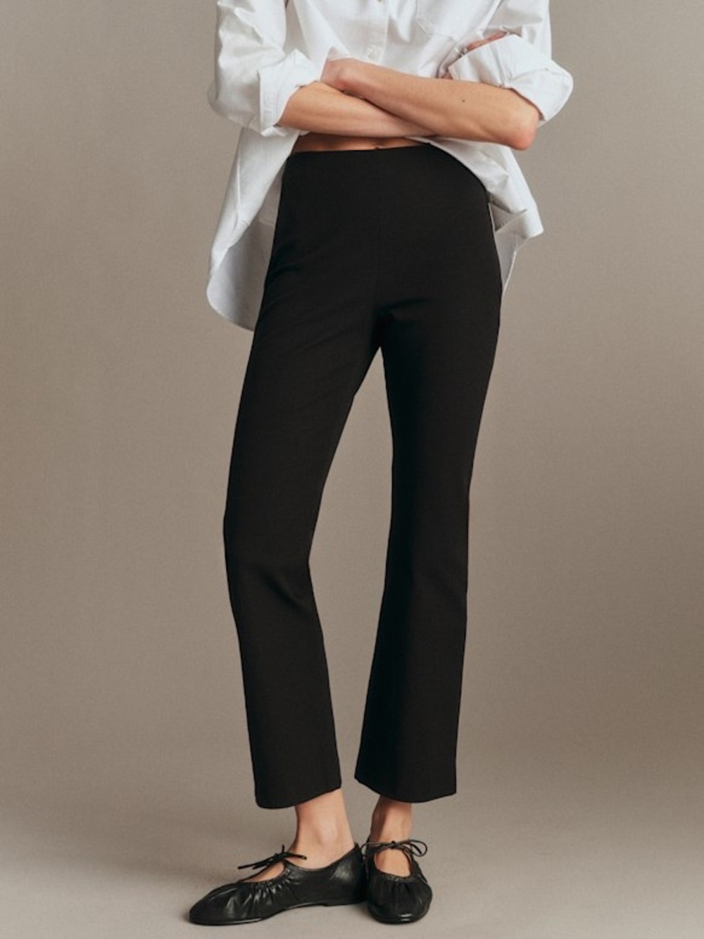 Sezane Ciara High Rise Trouser Slightly Flared Pants Size 40 (US8) In Black